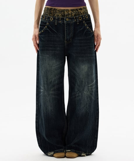LEOPARDLAYER LOOSE DENIM