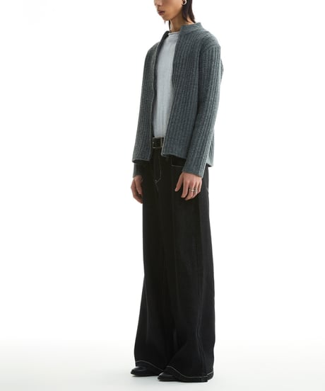 ASYMMETRIC KNIT SHORT JACKET /2color
