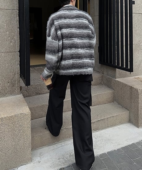 MOHAIR-LIKE STRIPED KNIT CARDIGAN /5color