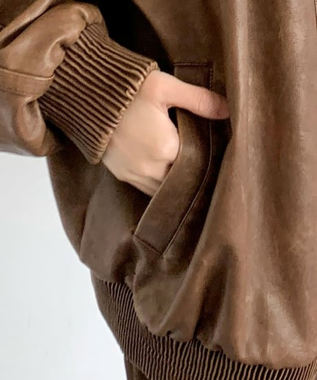 VINTAGE FAUX LEATHER JACKET  /2color