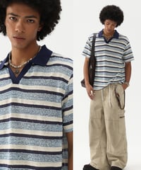 TEXTURESTRIPE KNIT POLO /2color