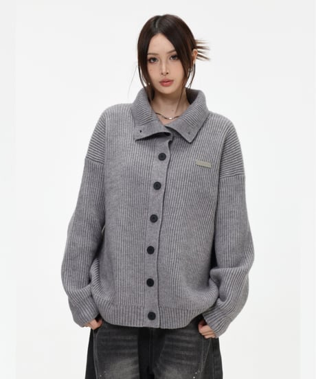 CHUNKY KNIT TURTLE CARDIGAN /3color