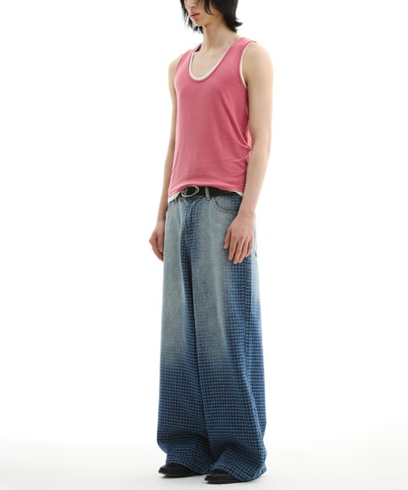 【即納】GRID WIDE DENIM PANTS