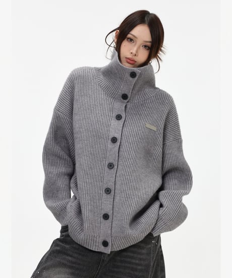 CHUNKY KNIT TURTLE CARDIGAN /3color