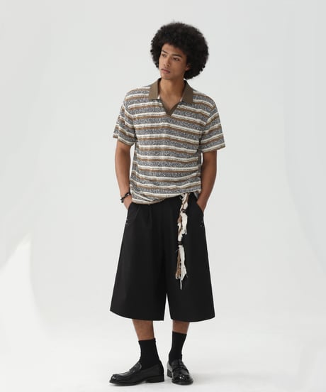 TEXTURESTRIPE KNIT POLO /2color