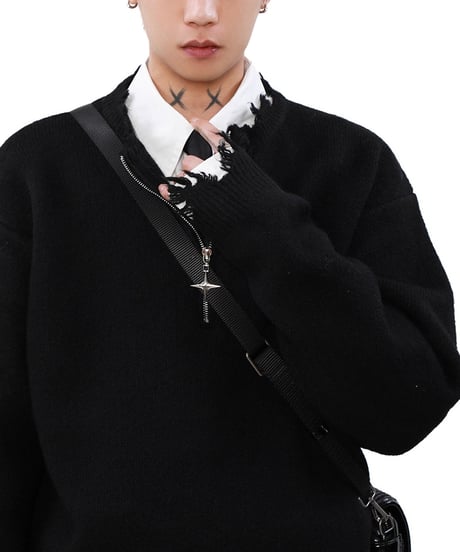 ASHNOISE HALF ZIP KNIT /2color