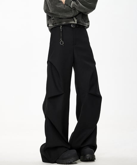 PLEATED WIDE PARACHUTE PANTS /2color