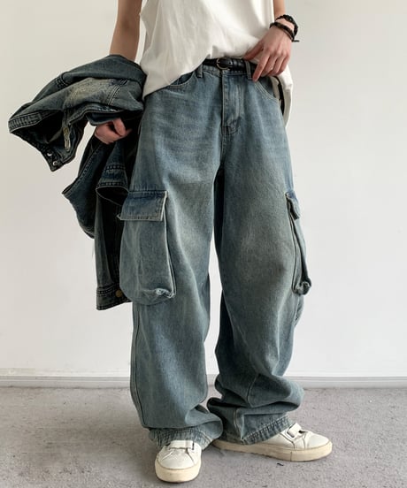 VINTAGE WASHED CARGO DENIM