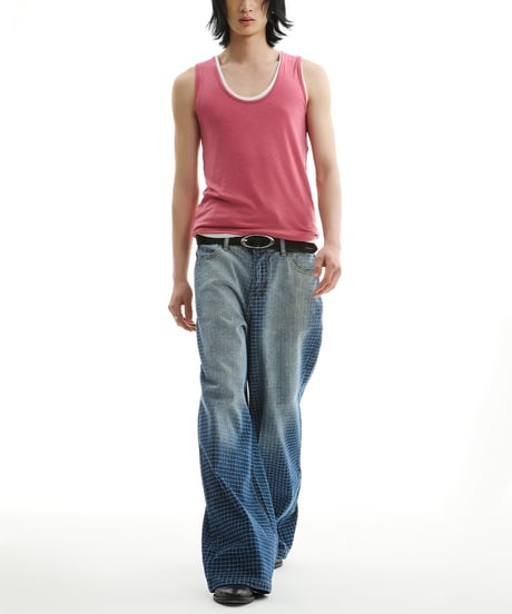 【即納】GRID WIDE DENIM PANTS