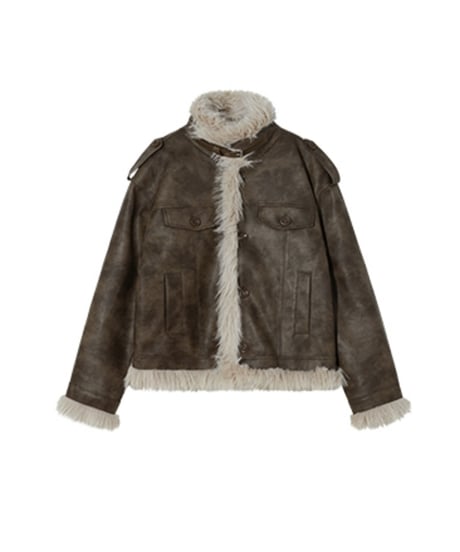 FAUX LEATHER FUR JACKET /2color