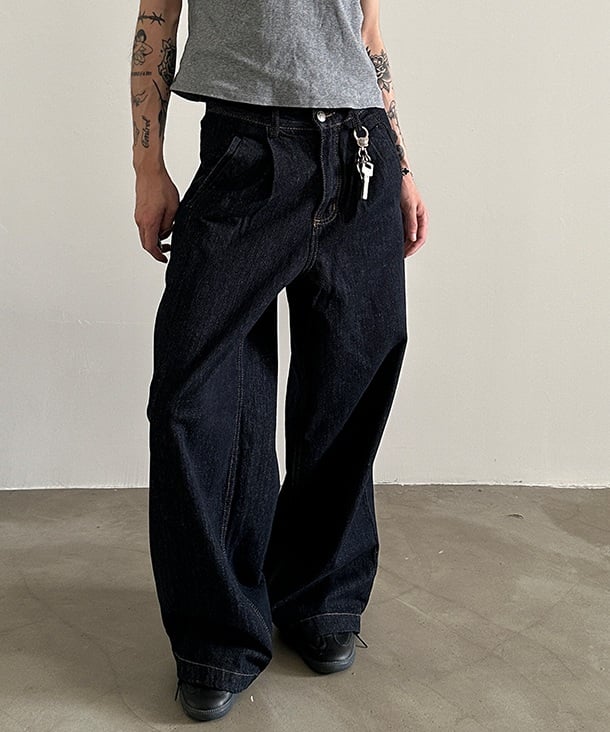 INDIGO COTTON WIDE JEANS | Urban Edge