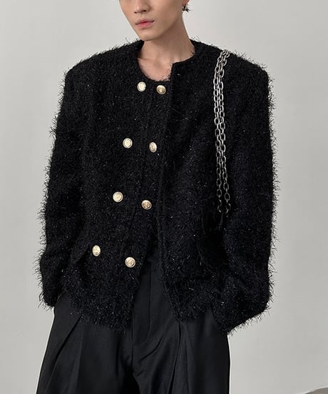 W-BREASTED SHAGGY JACKET /2color
