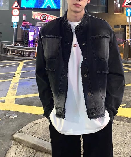 FRAYED EDGE DENIM JACKET /2color