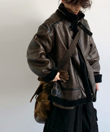 VINTAGE PILOT LEATHER JACKET /2color