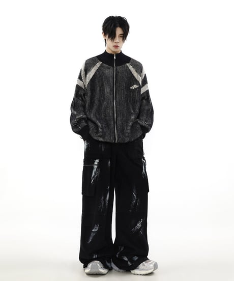 BLOCKNOISE ZIP CARDIGAN /3color