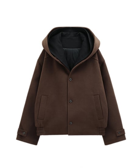 WOOL-MIX LAYERED SHORT COAT /2color