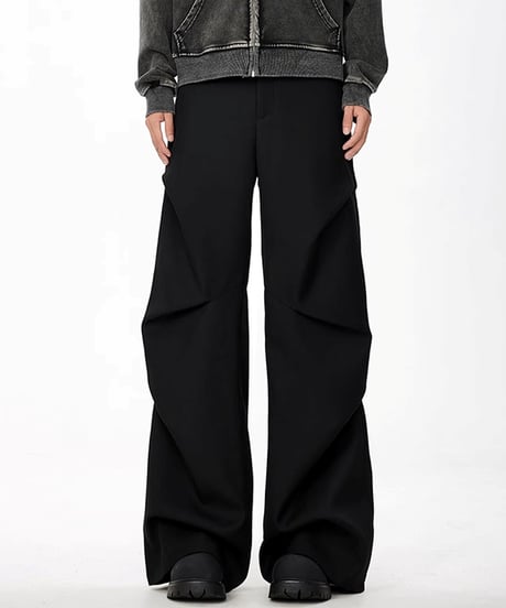 PLEATED WIDE PARACHUTE PANTS /2color