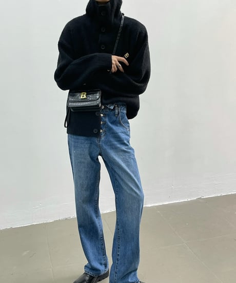 HIGH-COLLAR KNIT CARDIGAN /3color