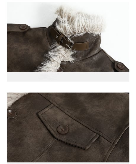 FAUX LEATHER FUR JACKET /2color