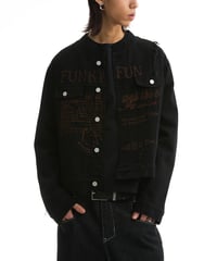 NO-COLLAR SHORT DENIM JACKET