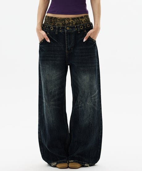LEOPARDLAYER LOOSE DENIM