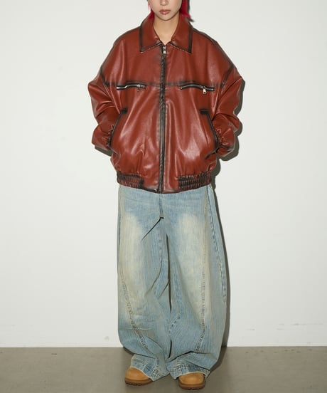 FADETRACK FAUX LEATHER JACKET /2color