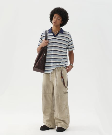TEXTURESTRIPE KNIT POLO /2color