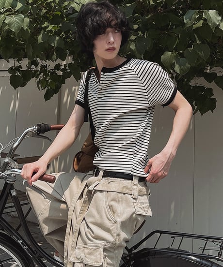 CLASSICBORDER HENLEY TEE /2color