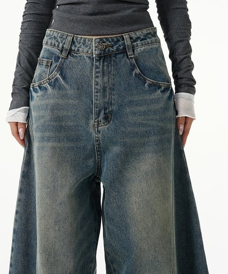 WASHED WIDE LEG JEANS(25SSMODEL)