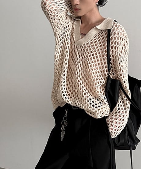 VOID MESH SKIPPER KNIT /2color
