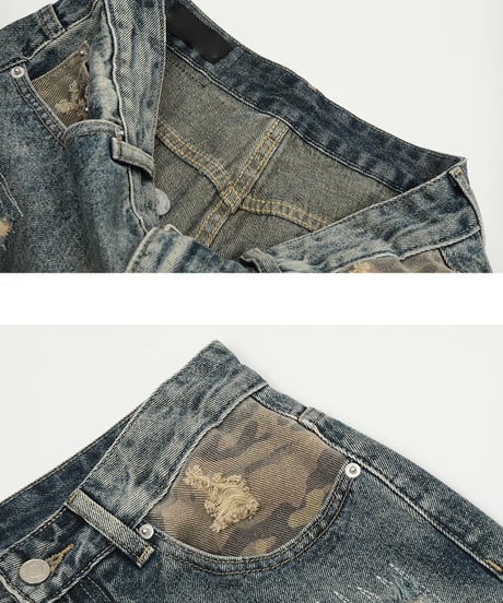 MILITARY DAMAGED LOOSE DENIM