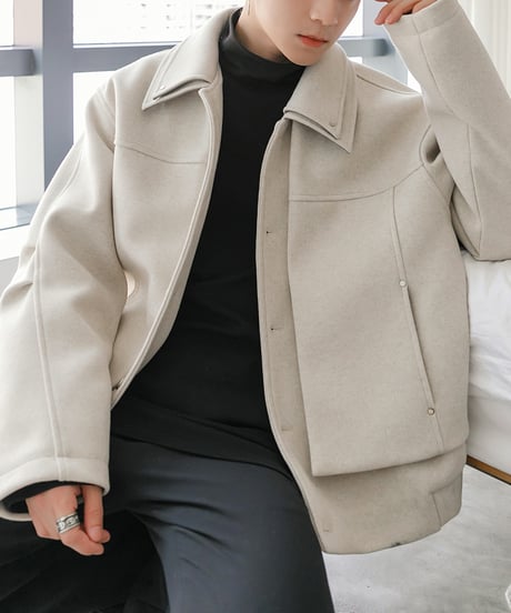LAYERED WOOL MIX JACKET /2color