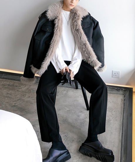 FAUX LEATHER FUR JACKET /2color
