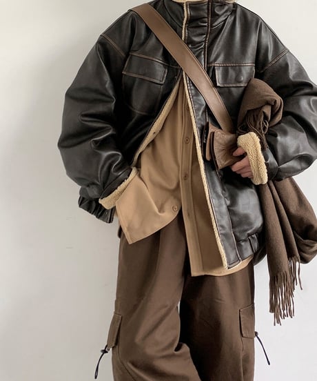 FAUX LEATHER BOA JACKET