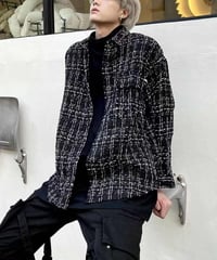 CHECKED JACQUARD SHIRT JACKET /2color