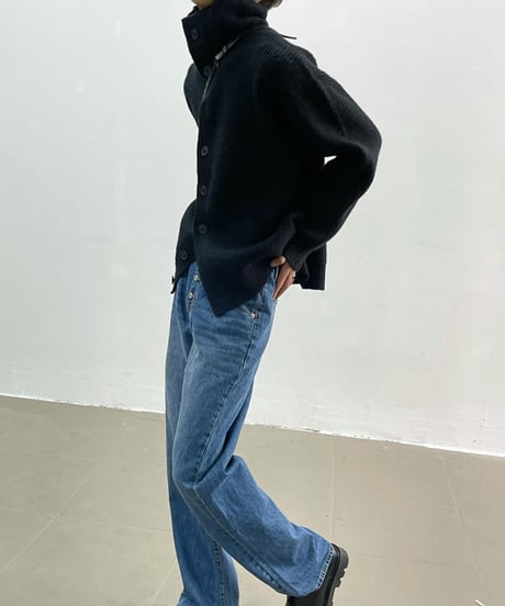 HIGH-COLLAR KNIT CARDIGAN /3color