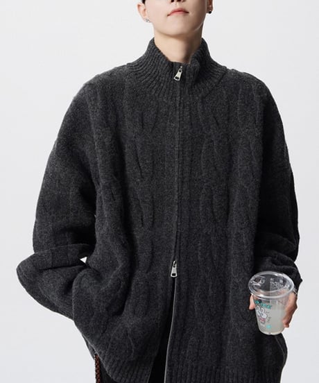 LUXCABLE W-ZIP CARDIGAN /3color