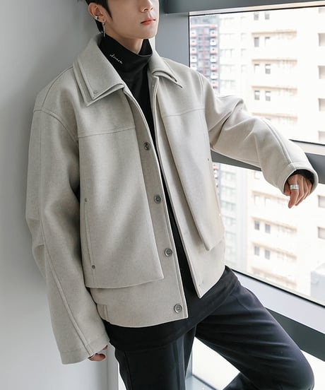 LAYERED WOOL MIX JACKET /2color