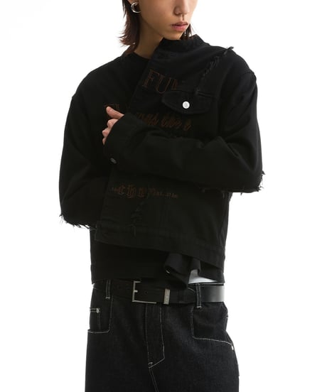 NO-COLLAR SHORT DENIM JACKET