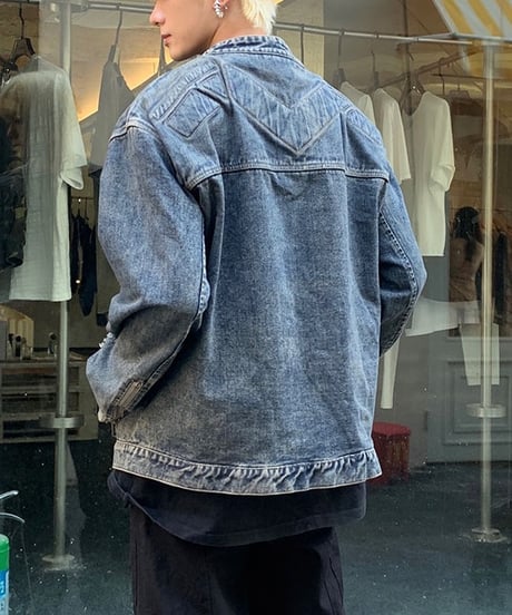 NO-COLLAR VINTAGE DENIM JACKET