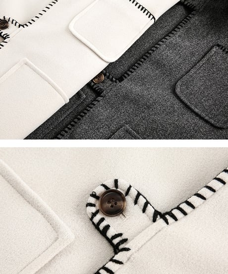 WOOL-LIKE EDGE STITCH COAT /2color