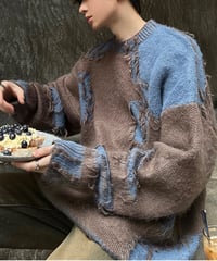 WOOL-MIX SPLICING LOOSE KNIT