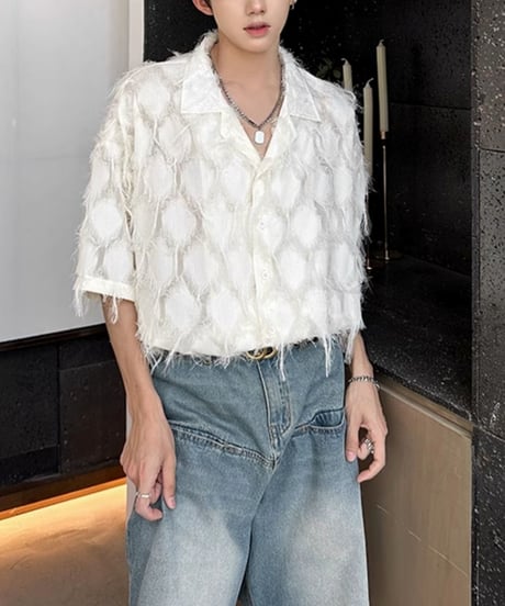 LOOSE FRINGE SHEER SHIRT /2color