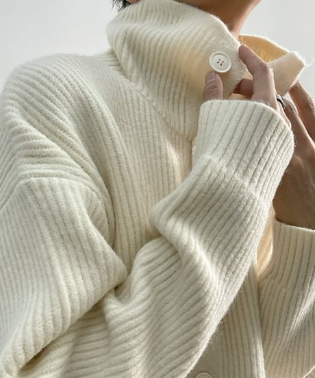 HIGH-COLLAR KNIT CARDIGAN /3color
