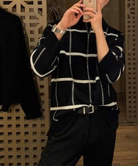 HALF-ZIP CHECK KNIT POLO /2color
