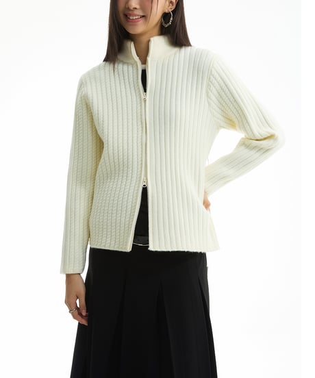 ASYMMETRIC KNIT SHORT JACKET /2color
