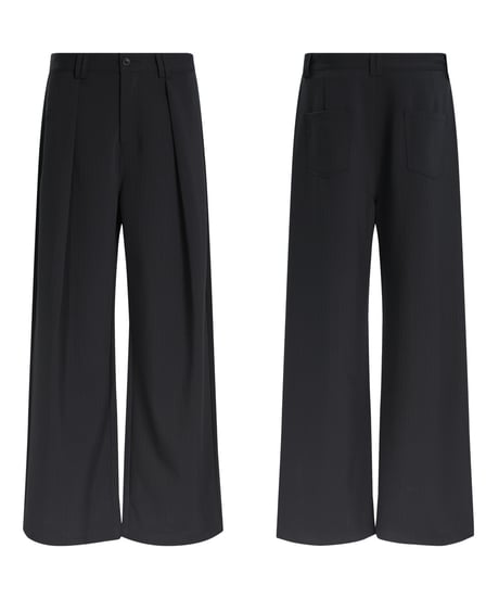 PLEATED WIDE STRAIGHT SLACKS