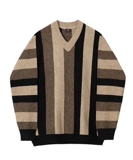CONTRAST V-NECK KNIT
