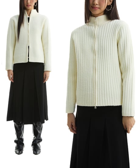ASYMMETRIC KNIT SHORT JACKET /2color