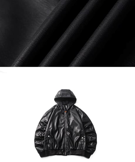 FAUX LEATHER HOODED BLOUSON